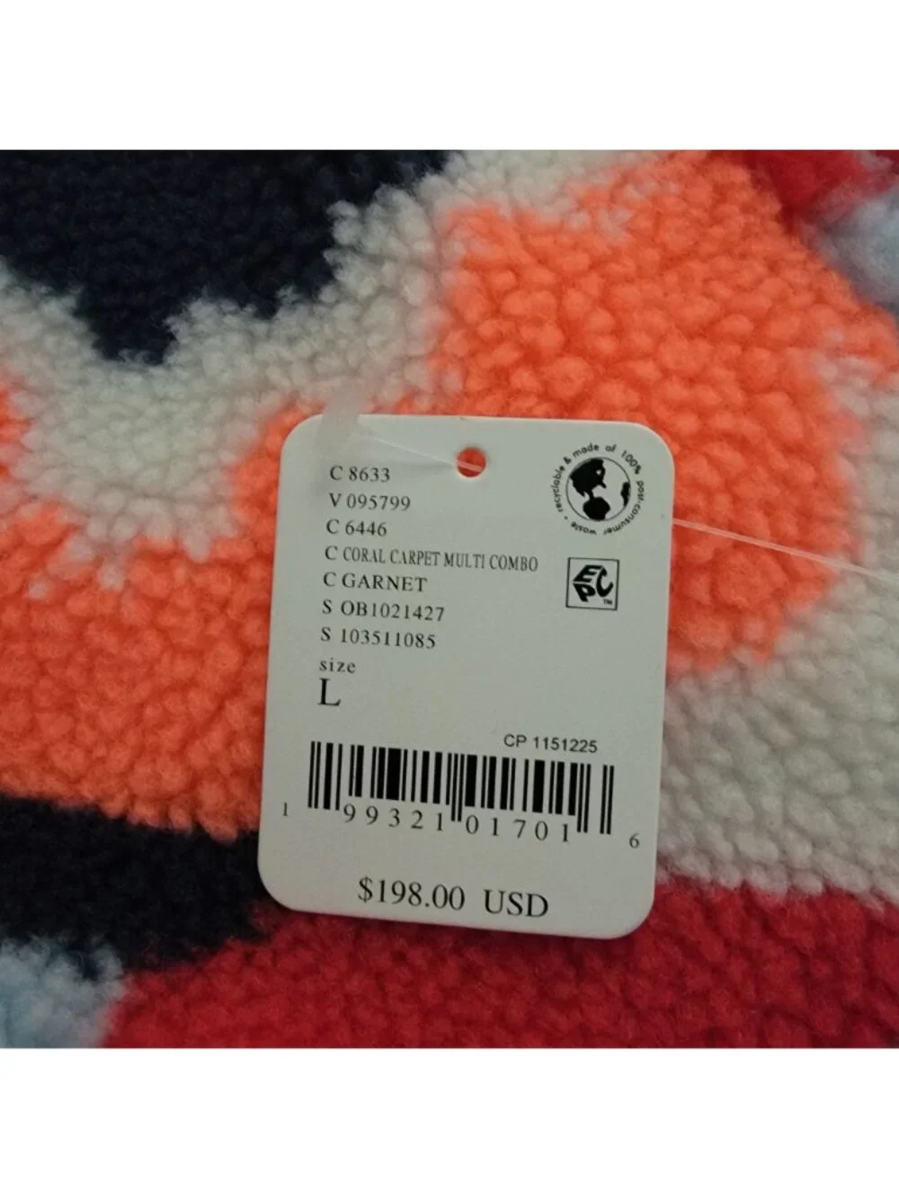 Free People Hit The Slopes Fleece Jacket Womens L Coral Carpet Retro Casual Cozy